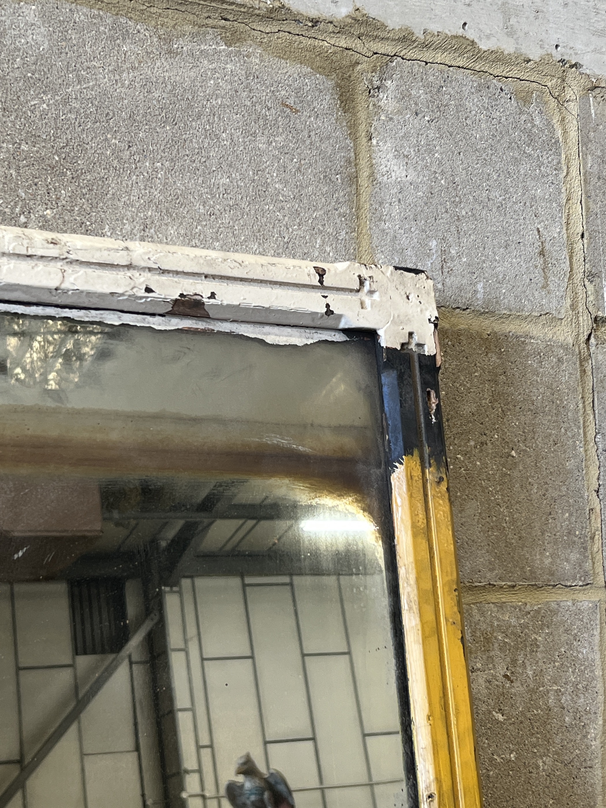 A late Victorian later painted overmantel mirror, width 134cm, height 186cm